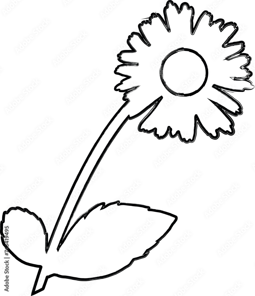 Chamomile flower doodle drawing for decoration. Chamomile flower doodle drawing for decoration.