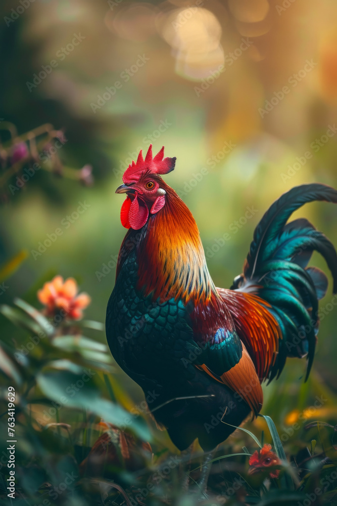 Fototapeta premium Free-Range Chickens: Organic Farming in the Countryside 