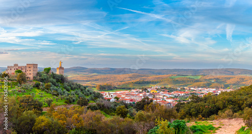 Panoramic view Beltraneja Castle and the Serene Codosera Village