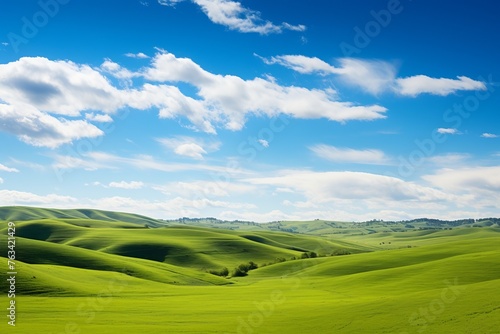Captivating natural landscape featuring rolling hills and clear blue skies