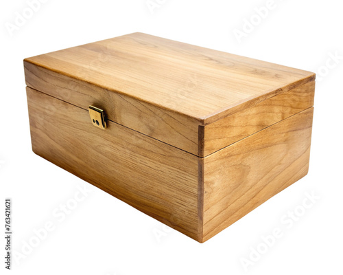 Wooden box with lid. isolated on transparent background.