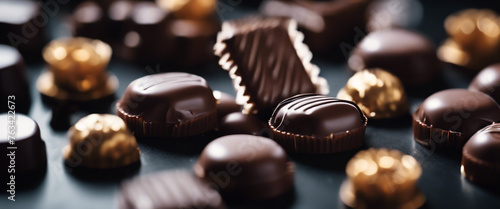 Esclusiva Selezione di Cioccolatini su una Superficie Nera di Alta Qualità II photo