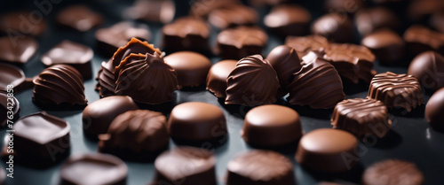 Esclusiva Selezione di Cioccolatini su una Superficie Nera di Alta Qualità photo