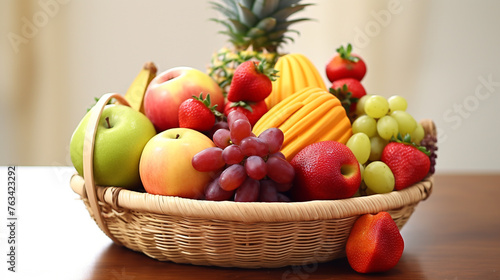 A clipart of a fruit basket with a variety of fresh fruits, representing healthy eating choices.
