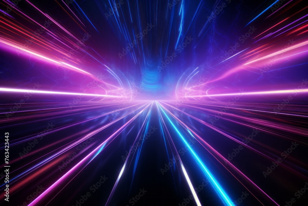 Futuristic and high-tech  background with neon light trails