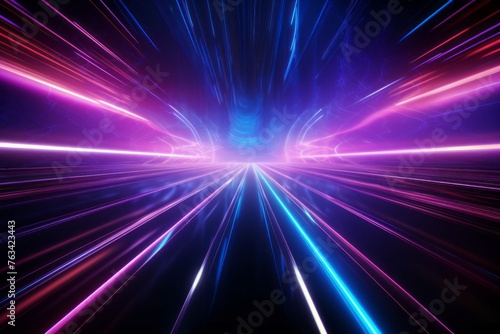 Futuristic and high-tech background with neon light trails