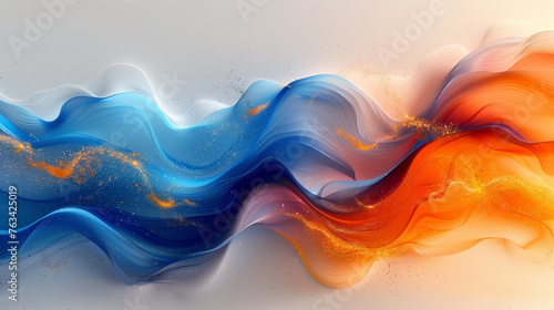 colorful modern curvy waves background illustration with amazing blue navy and golden flow and stream organic patterns, panorama backgrounds. photo