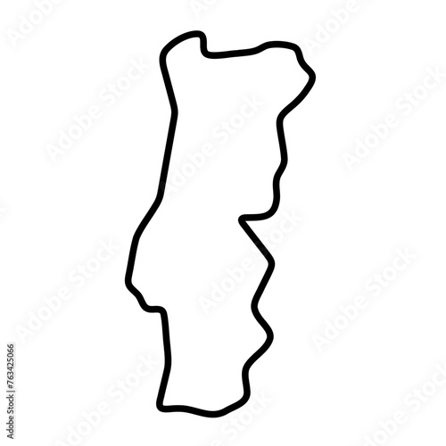 Portugal country simplified map. Thick black outline contour. Simple vector icon