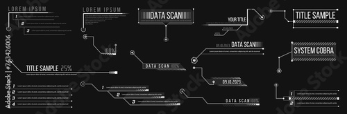 Set of Сallouts titles. Hud callout titles. Callout bar labels, window templates with information. Vector elements.