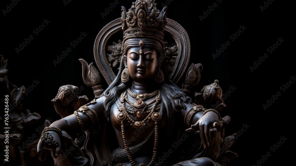 Classical deity sculpture divine serenity and power with symbolic hands