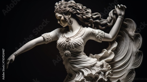 Statue of dancer in motion elegance flowing garments create air patterns