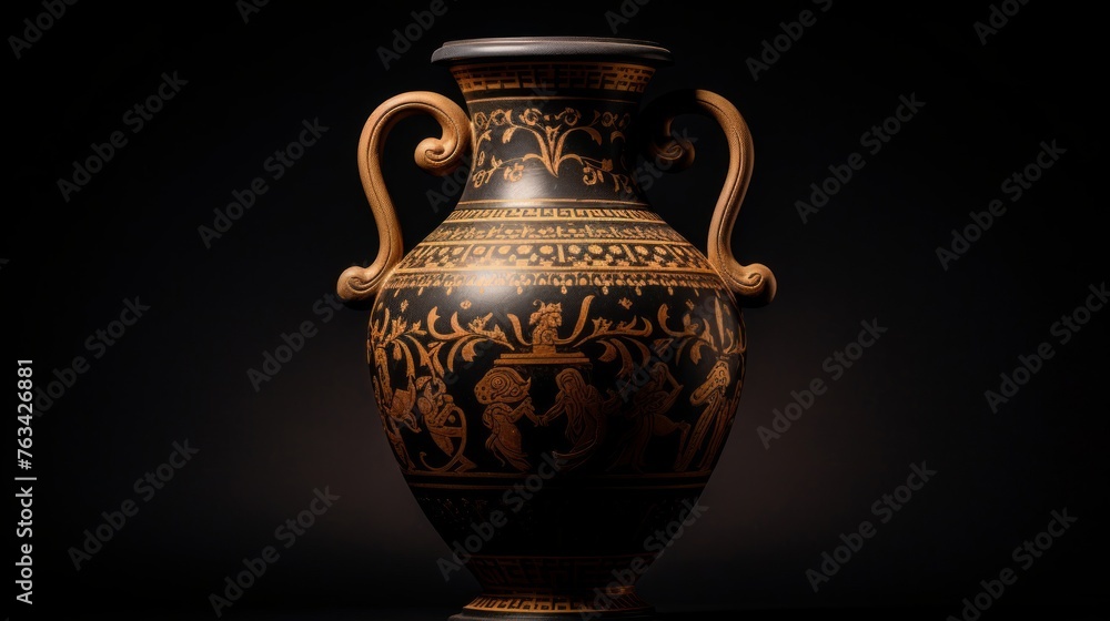 Ancient Greek amphora artful floral patterns showcase of craftsmanship