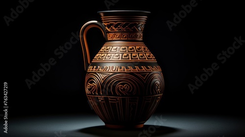Beautifully showcases intricate patterns of ancient Greek textiles on amphora
