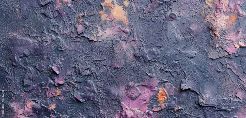 Abstract grunge texture on a navy blue stucco wall, rough surface. Wide-angle shot. Mauve background.