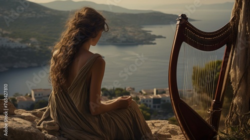 In Greek dreamscape lyre music conjures shifting surreal landscapes photo