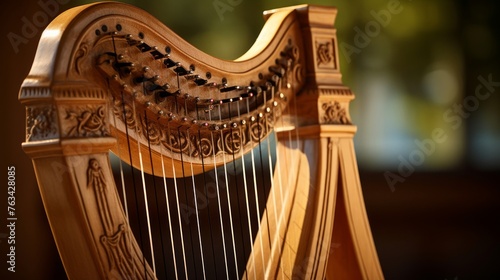 Ancient silk-stringed lyre its music weaves legendary narratives in the air