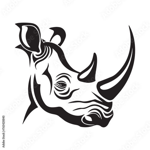 Image of Rhino head on white background illustration of a rhinoceros