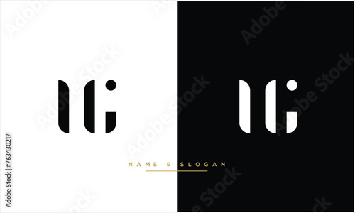 UG, GU, U, G, Abstract letters Logo Monogram