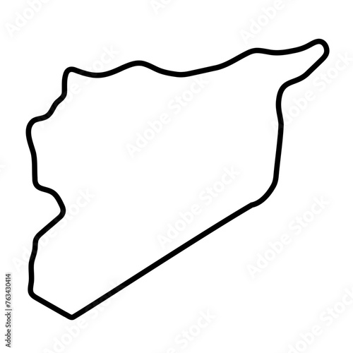 Syria country simplified map. Thick black outline contour. Simple vector icon