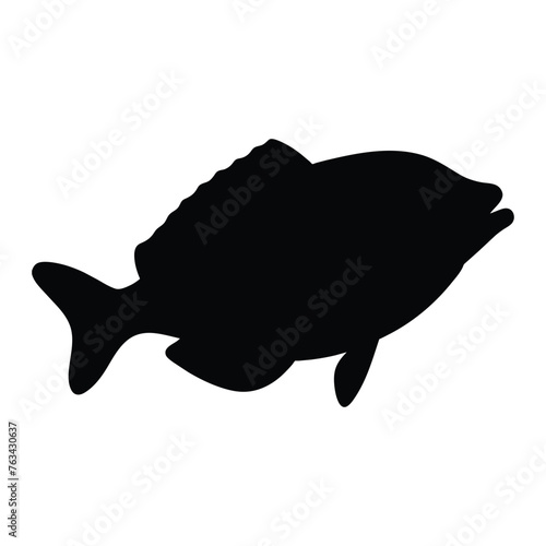 silhouette of a halibut fish on white