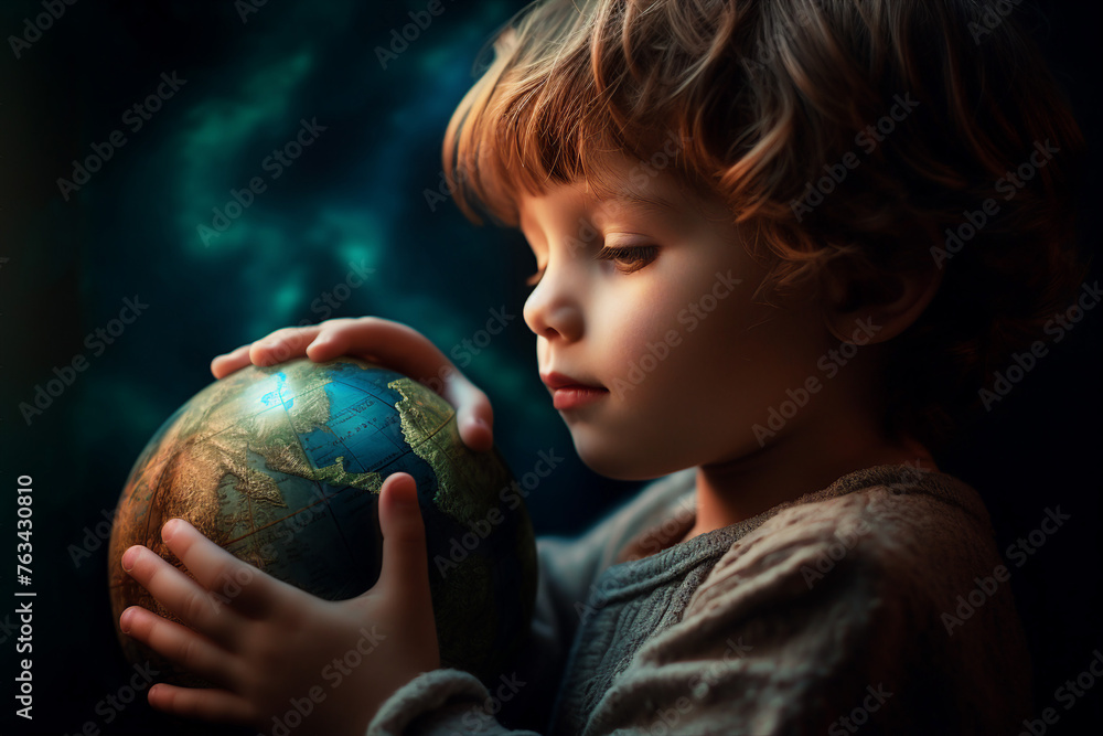 Naklejka premium Celebration of Earth Day Generative AI picture green planet beautiful nature in danger AI pic