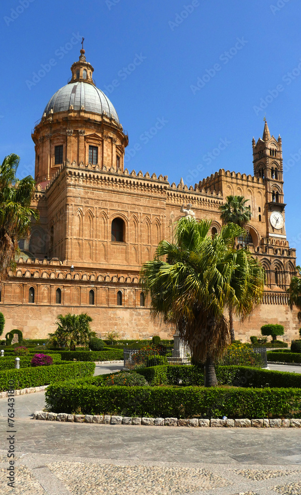Palermo, Sicily, October 2018. - Palermo Cathedral in the sunshine. 