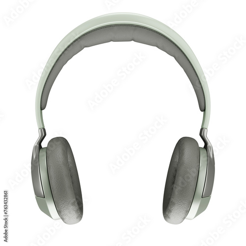 Over-ear headphones olive-green 3D rendering .