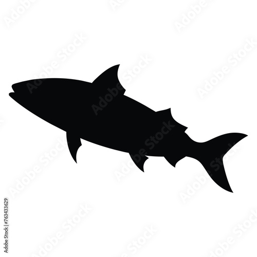 silhouette of a mackerel fish isolated on white