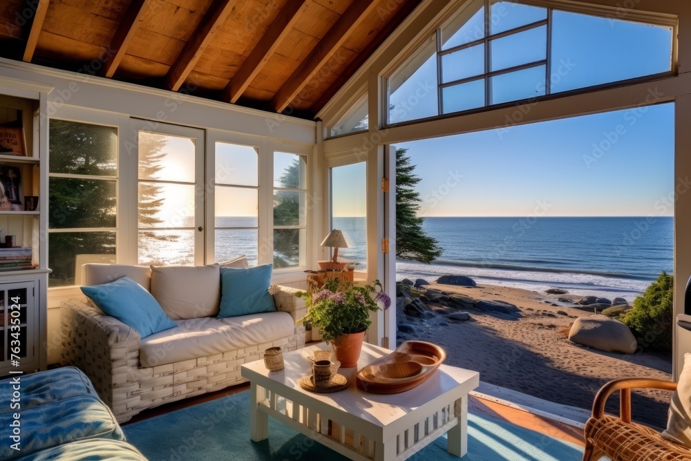 Fototapeta premium Experience the magic of the ocean at this charming beach house haven