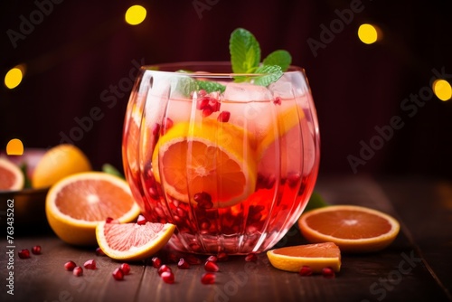 Close up of a drink in a glass on a table