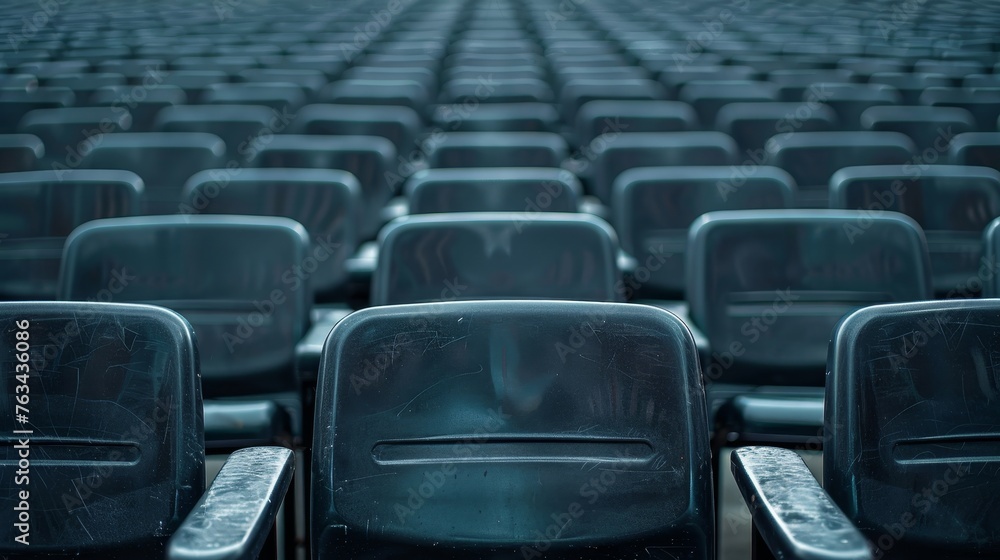 Naklejka premium Seats of black tribune on sport stadium