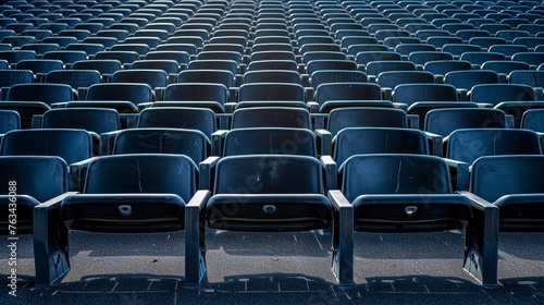 Seats of black tribune on sport stadium