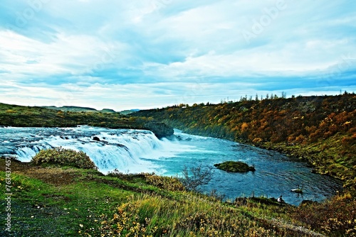 Iceland-view of the Faxi or Vatnsleysufoss waterfall on the Tungufljót river photo