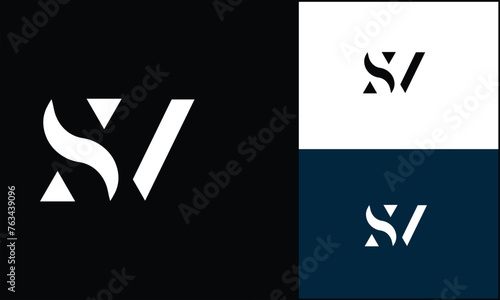 SV, VS, S, V, Abstract letters Logo Monogram