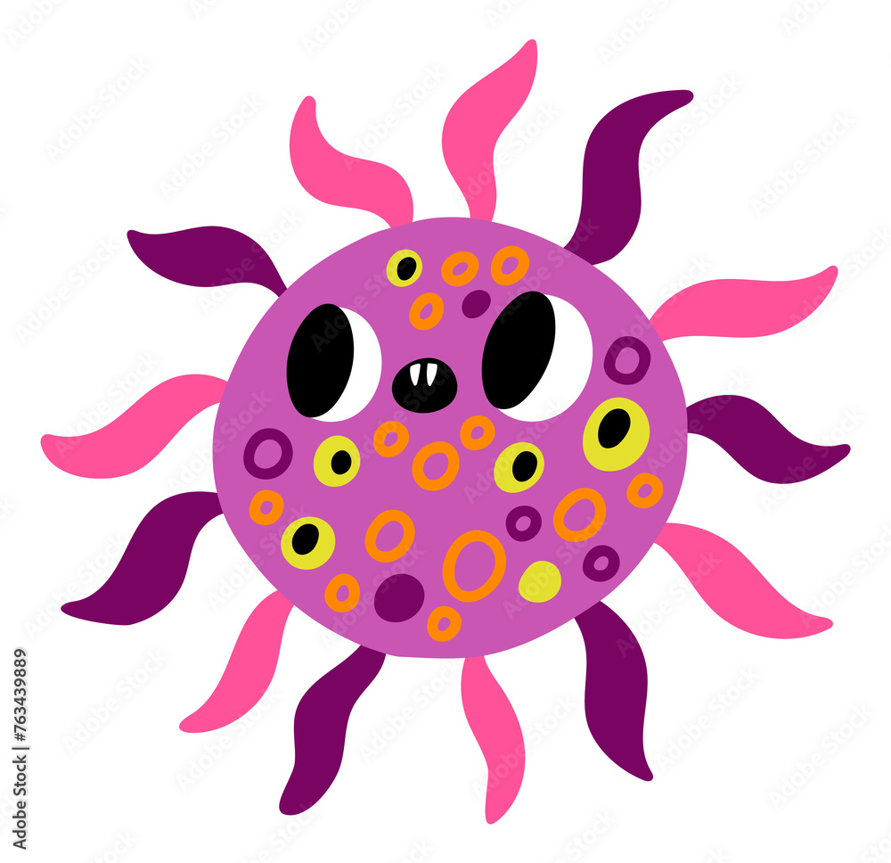 Obraz premium Pathogen character. Cute colorful microbe. Germ mascot