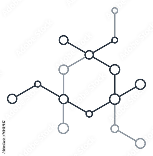 Hexagonal line connections diagram. Chemical structure template