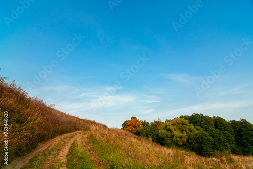 Road on the hill in autumn