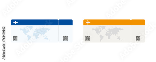 Boarding pass ticket template illustration with blank space and QR code vector. photo