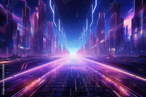 Abstract cyberpunk backdrop blending holographic effects and futuristic aesthetics