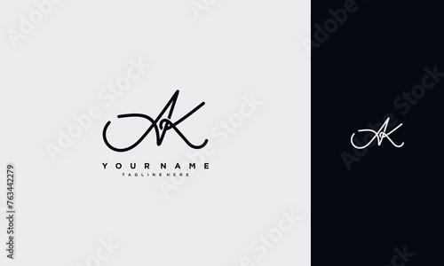initial letter AK handwriting and signature logo Typography Vector design Template