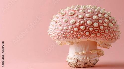 Agaricus bisporus mushroom on delicate pastel background, ideal for aesthetic visuals