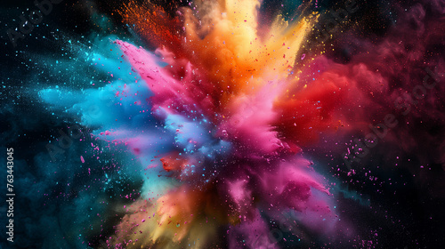 Image of color powder splash, colorful powder explosion, Holi festival. Background image.Colorful.  © Maksym