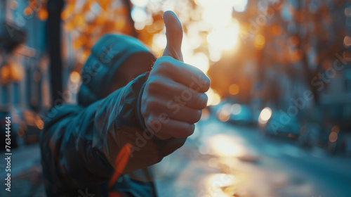 Man giving a thumbs up photo