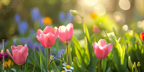 website banner showing beautiful spring flowers