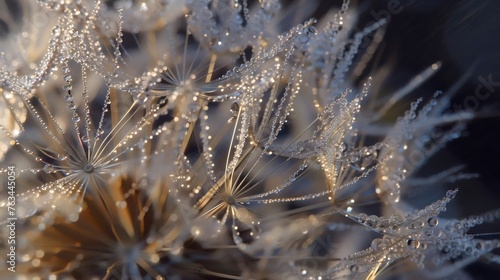 Dandelion Seeds with Morning Dew