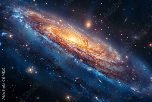 An awe-inspiring image of a galaxy with distinctive blue tones, showing the complexity of celestial formations