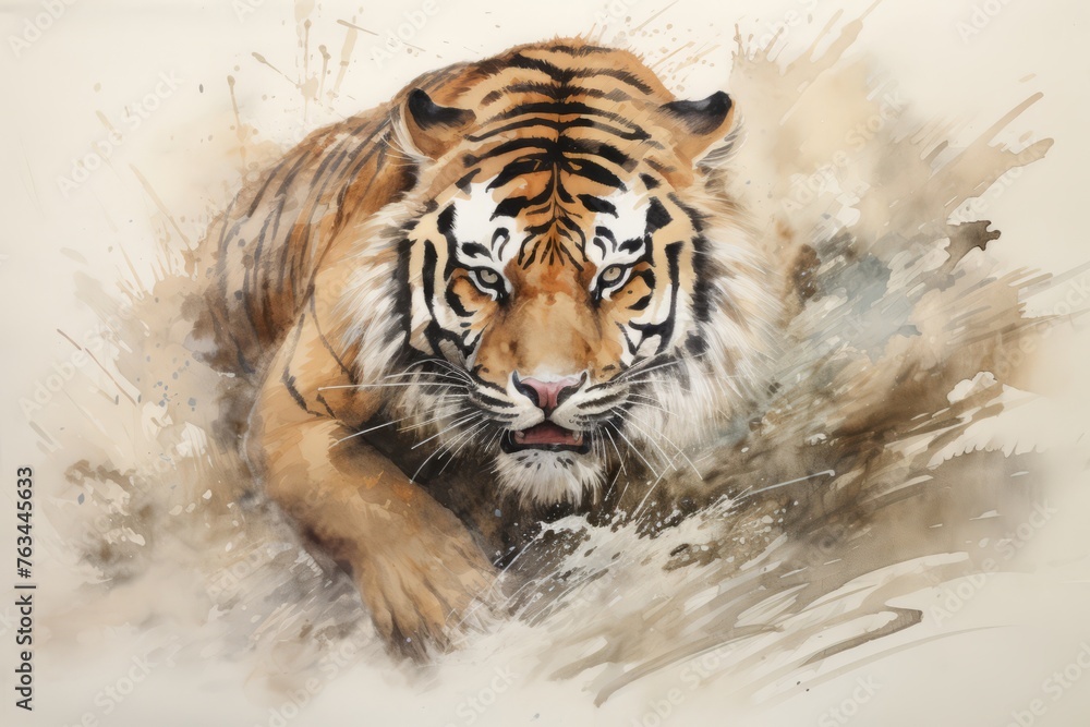 Obraz premium Oriental brush painting of a tiger in the zodiac