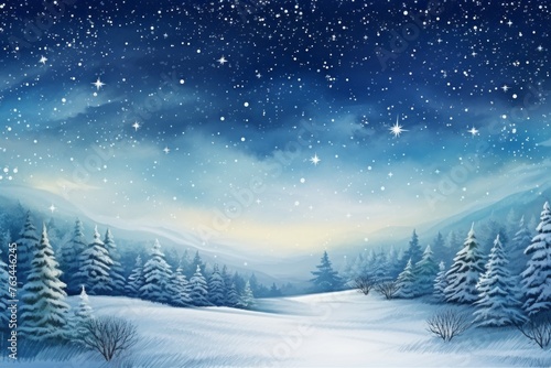 Snowy landscape with space for your winter wonderland invitation. © KerXing