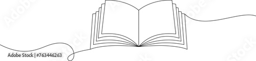 Line art black and white open book
