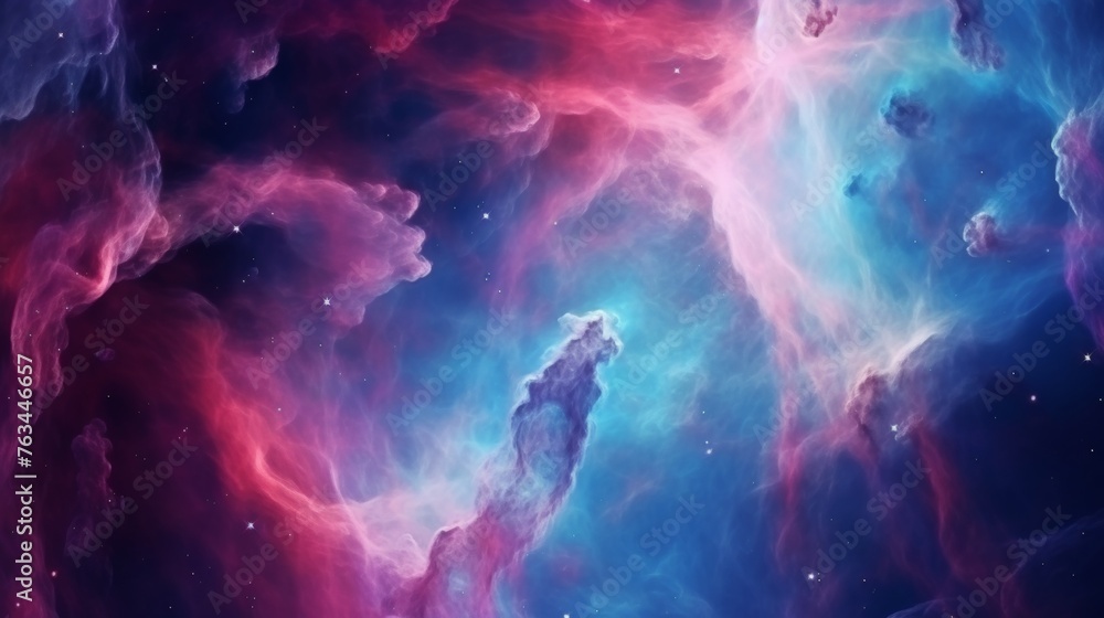 Vibrant galactic nebula in starry cosmos universe astronomy and supernova wallpaper - obrazy, fototapety, plakaty 